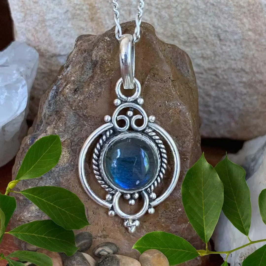 An image of a Feminine Labradorite and Sterling Silver Pendant