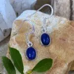 an image of a pair of Petite Oval Lapis Lazuli and Sterling Silver Earrings