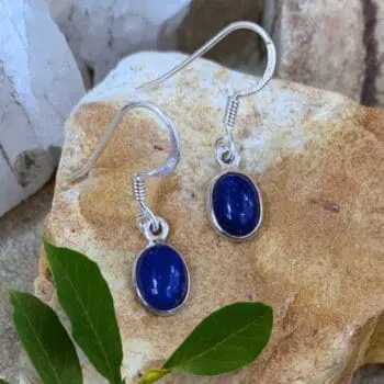 an image of a pair of Petite Oval Lapis Lazuli and Sterling Silver Earrings
