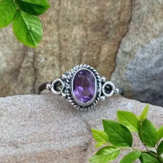 an image of an Oval Faceted Amethyst and Sterling Silver Ring