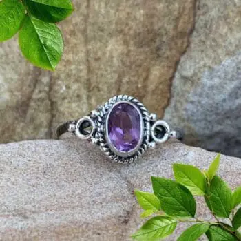 an image of an Oval Faceted Amethyst and Sterling Silver Ring