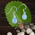 an image of a pair of Petite Oval Rainbow Moonstone and Sterling Silver Earrings