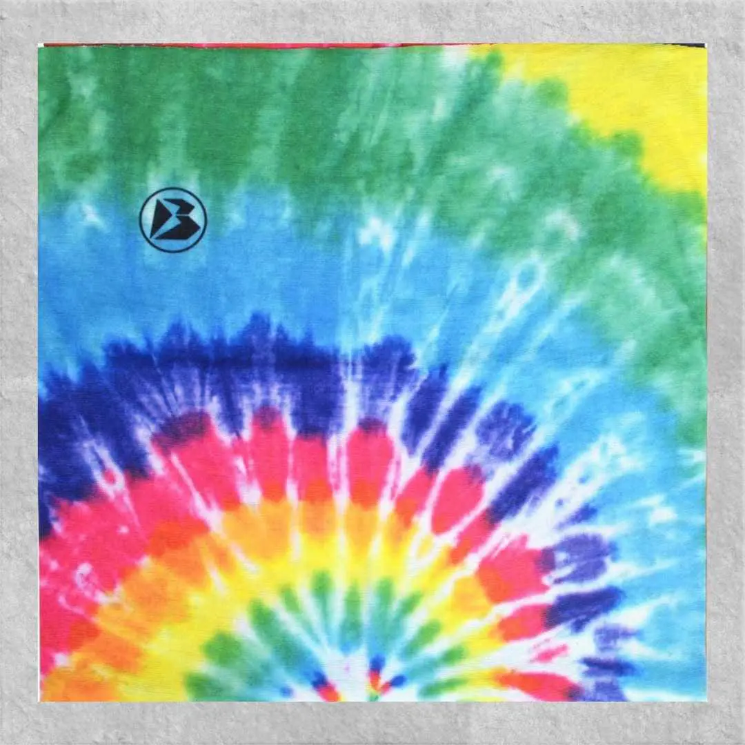 a close-up image of the fabric of the tie-dye infinity bandana