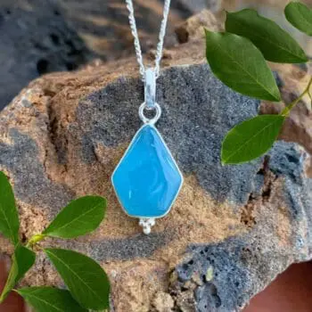 an image of a Geometric Blue Chalcedony and Sterling Silver Pendant