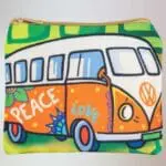 an image of a brightly colored Hippie Peace Sign Volkswagon Bus Coin Purse