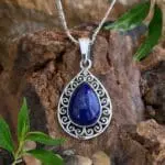 an image of a Teardrop Lapis Lazuli Filigree Sterling Silver Pendant