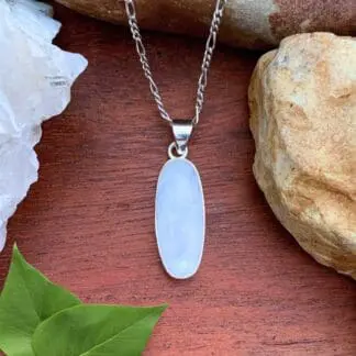 an image of an Oblong Rainbow Moonstone and Sterling Silver Pendant