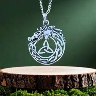 an image of a Sterling Silver Celtic Dragon Pendant