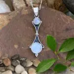 an image of a Double Round Rainbow Moonstone and Sterling Silver Pendant