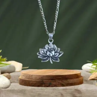 an image of a Detailed Sterling Silver Blooming Lotus Pendant