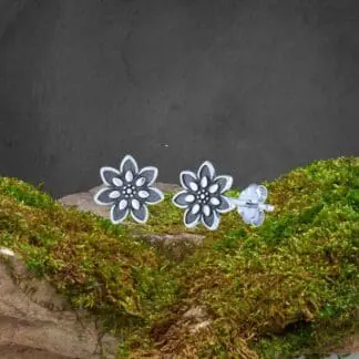 an image of a pair of Blooming Flower Sterling Silver Stud Earrings
