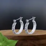 an image of a pair of Petite Geometric Sterling Click Hoop Earrings