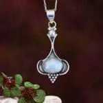 an image of an Oval Pearl and Sterling Silver Beaded Pendant