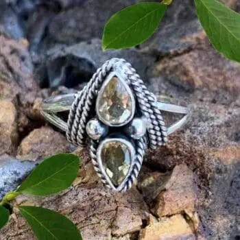 an image of a Double Faceted Citrine and Sterling Silver Ring