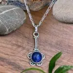 an image of a Flower Lapis Lazuli and Sterling Silver Pendant