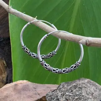 an image of a pair of Sterling Silver Bali Wrapped Hoop Earrings
