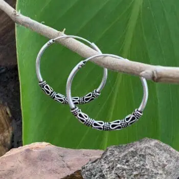 an image of a pair of Sterling Silver Bali Wrapped Hoop Earrings