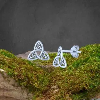 an image of a pair of Triple Triquetra Celtic Sterling Silver Stud Earrings