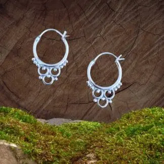 an image of a pair of Petite Circles Boho Sterling Silver Hoops