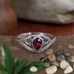 an image of a Dainty Teardrop Garnet Sterling Silver Ring