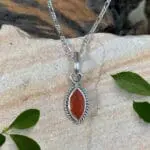 an image of a Petite Marquise Carnelian Sterling Silver Pendant