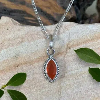 an image of a Petite Marquise Carnelian Sterling Silver Pendant