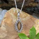 an image of a dainty Tiger's Eye Marquise Sterling Silver Pendant