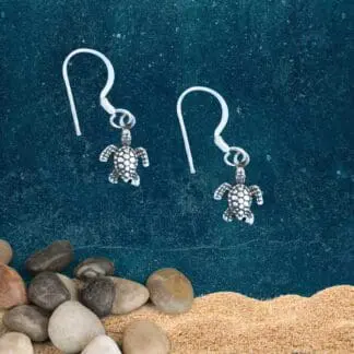 an image of a pair of Petite Sea Turtle Sterling Dangle Earrings