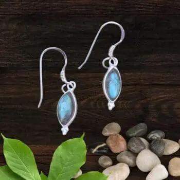 an image of a pair of Petite Marquise Labradorite and Sterling Silver Earrings
