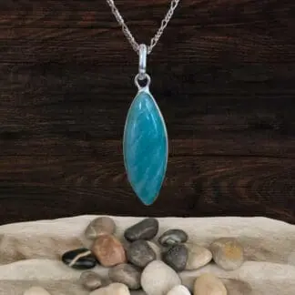 an image of a Marquise Amazonite and Sterling Silver Pendant