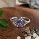 an image of a Dainty Teardrop Amethyst Sterling Silver Ring