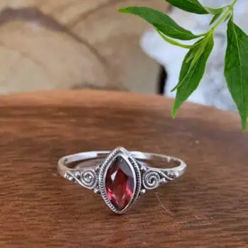 an image of a Dainty Marquise Garnet and Sterling Silver Ring