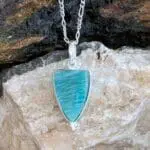 an image of a triangle shaped Amazonite and Sterling Silver Pendant