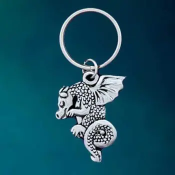 an image of a Pewter Winged Dragon Keychain