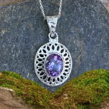 an image of an oval Amethyst Sterling Silver Pendant