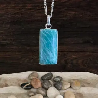an image of a Rectangular Amazonite and Sterling Silver Pendant
