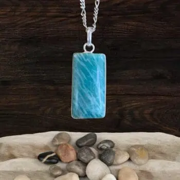 an image of a Rectangular Amazonite and Sterling Silver Pendant
