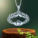an image of an Elegant Sterling Claddagh Pendant in an oval horizontal shape