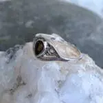 an image of a side view of a Dainty Teardrop Smoky Topaz Sterling Silver Ring