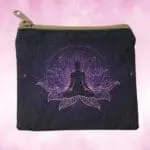 an image of a Yoga Lotus Coin Purse. It is a black heavy