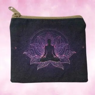 an image of a Yoga Lotus Coin Purse. It is a black heavy