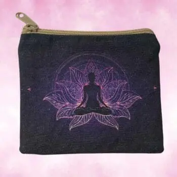 an image of a Yoga Lotus Coin Purse. It is a black heavy