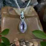 an image of a Petite Amethyst Marquise and Sterling Silver Pendant