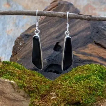an image of a pair of Contemporary Black Onyx and Sterling Silver Earrings