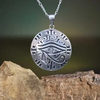 an image of a round Eye of Horus Sterling Silver Pendant