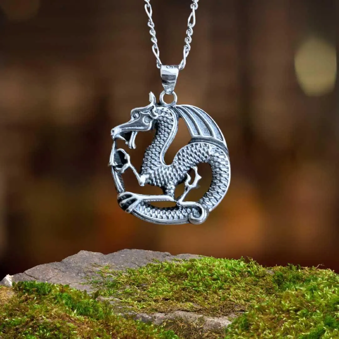 an image of a Bold Sterling Silver Dragon Pendant