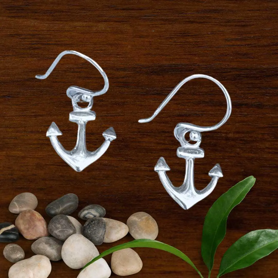 an image of a pair of Sterling Silver Anchor Earrings