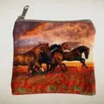 an image of a Coin Purse with 4 horses running in a field of red poppies