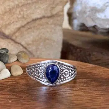 an image of a Teardrop Lapis Lazuli and Sterling Silver Ring