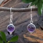an image of a pair of Petite Round Amethyst and Sterling Silver Earrings
